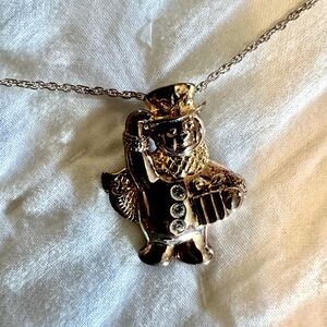 Vintage Lenox Sterling Silver 925 Winter Cheer Pendant, 24 K gold electroplate